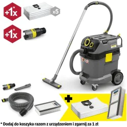Zestaw Karcher NT 40/1 Tact Te L + Worki flizelinowe + Płaski filtr do pracy na sucho i mokro