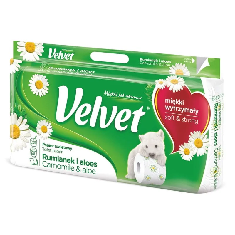 Papier toaletowy Velvet Rumianek Aloes 3W 8 rolek Papier toaletowy Velvet Rumianek Aloes 3W 8 rolek