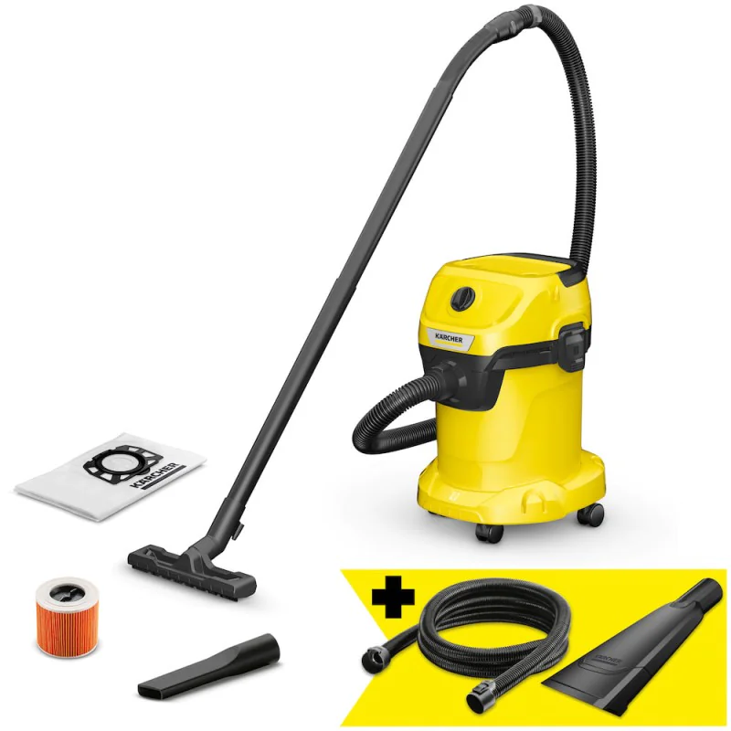 Zestaw Karcher WD 3 V-17/4/20 + Ssawka samochodowa + Przedłużka węża ssącego 3.5 m