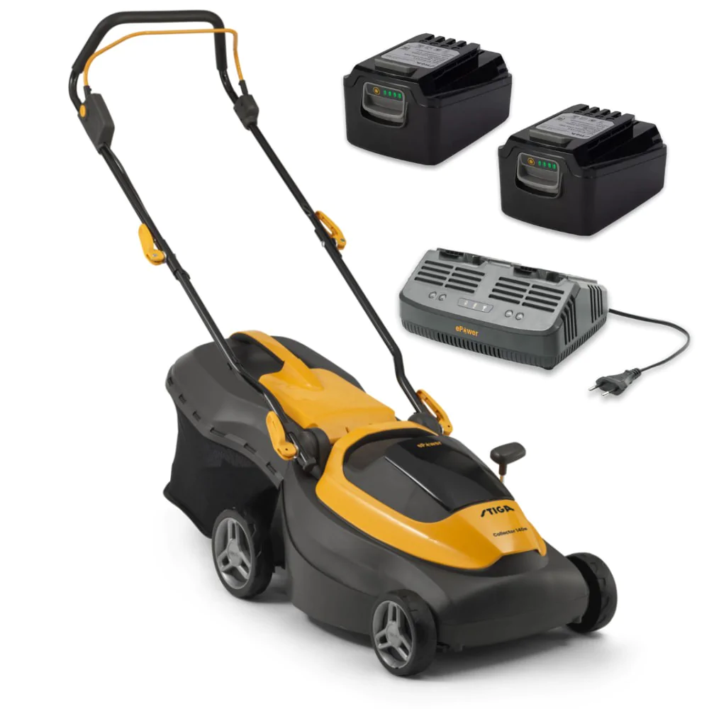 Stiga Collector 140e Kosiarka akumulatorowa w zestawie z 2 akumulatorami i ładowarką (0.55 kW, 38 cm, 40 l)