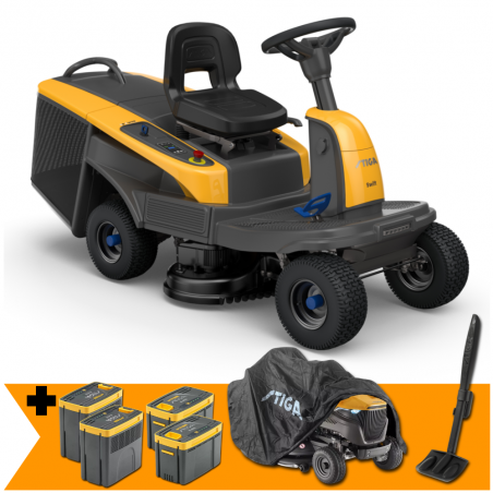 Traktor ogrodowy akumulatorowy Stiga Swift 372e (170L 2000m² Automat) SET