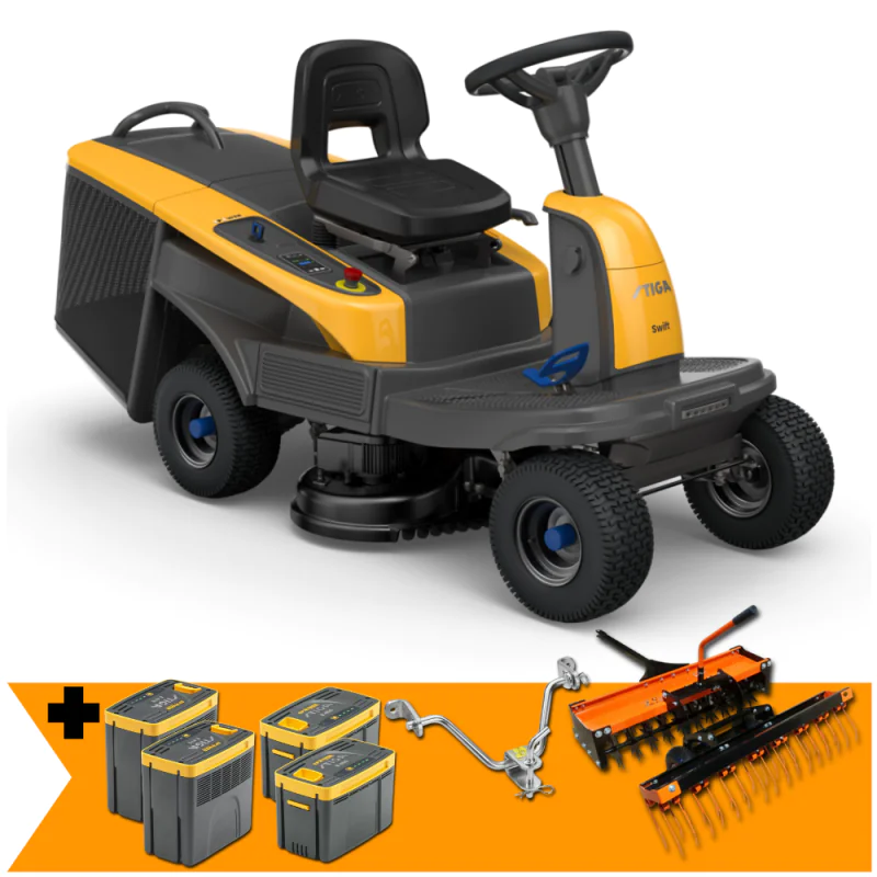 Zestaw Stiga Swift 372e + 4x Akumulator + Wertykulator i Aerator + Zaczep