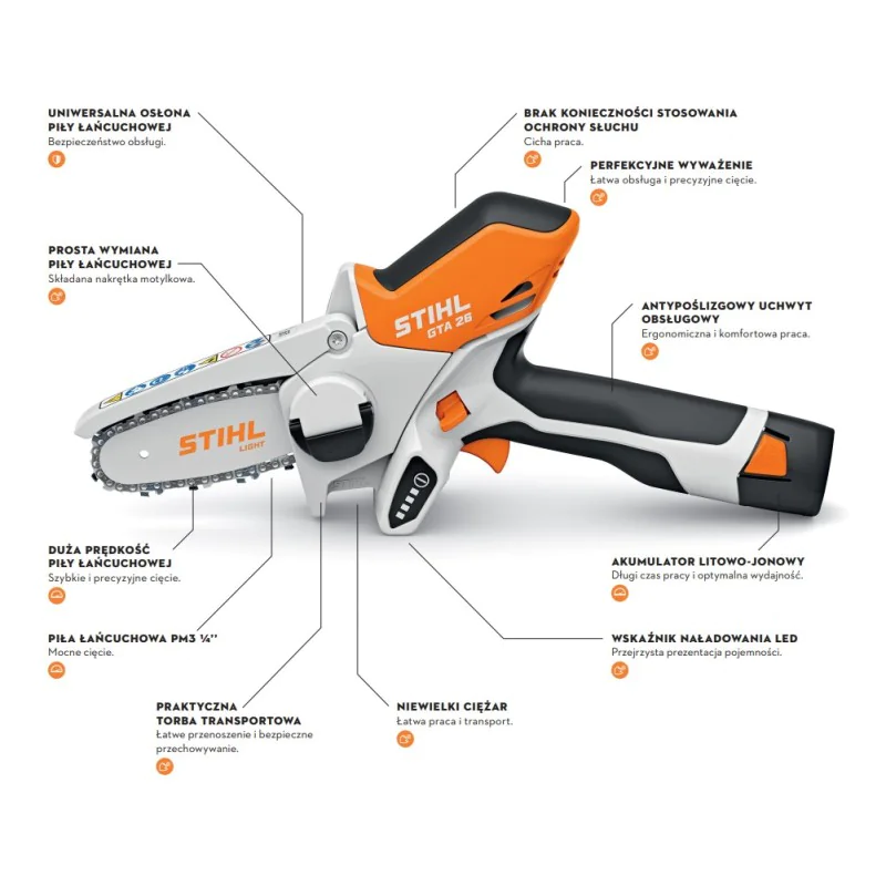 Stihl GTA 26 Przecinarka akumulatorowa w zestawie z 2 akumulatorami i ładowarką (0.30 kW, 10 cm, 1/4" P) - GA012000006