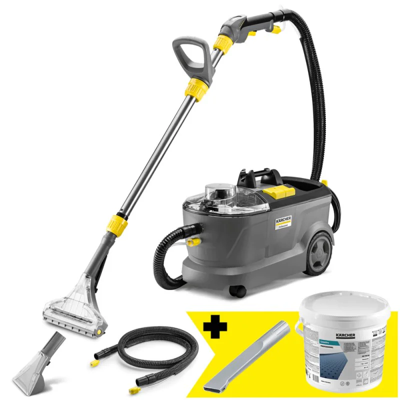 Zestaw Karcher Puzzi 10/1 + Ssawka szczelinowa + Proszek do prania wykładzin i tapicerek RM 760 iCapsol OA
