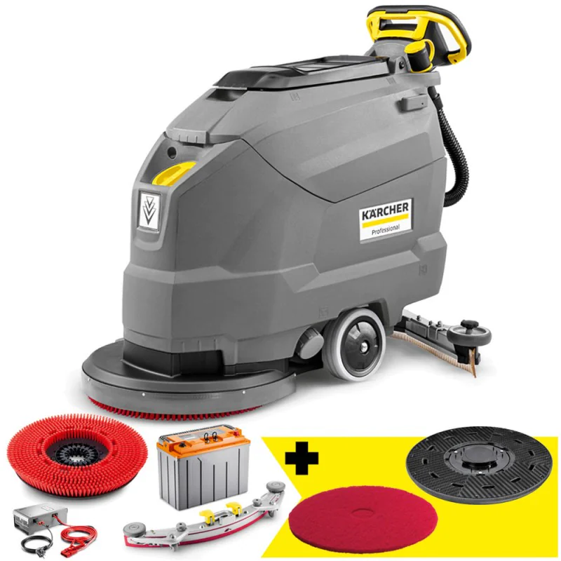 Zestaw Karcher BD 50/50 C Classic Bp Pack 80Ah Li+FC + Talerz napędowy do padów + Pady średnio-miękkie