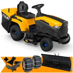 Zestaw Stiga Estate 584e + Pług do odśnieżania 100 cm + Łańcuchy + Mocowanie