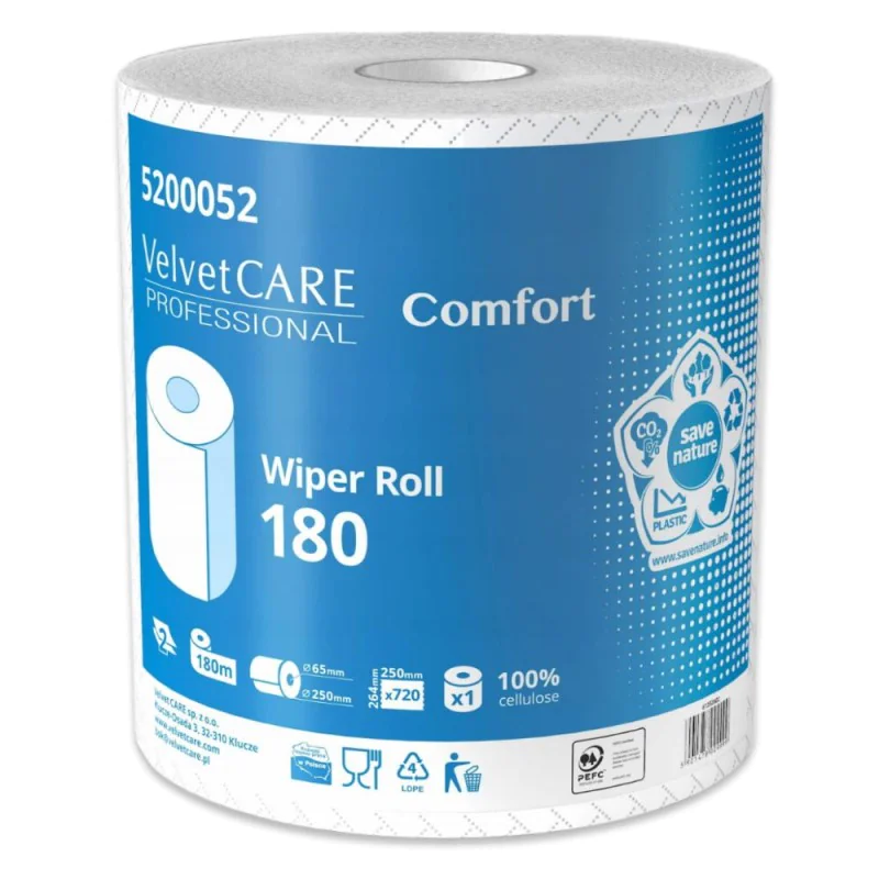 Czyściwo przemysłowe Velvet Comfort, 180 m, 2 warstwy, 1 rolka, 720 listków