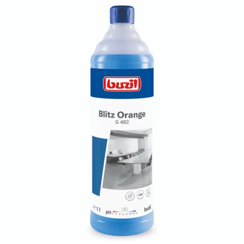 Buzil Blitz Orange G 482 (1 litr, pH 7) Uniwersalny środek czyszczący na bazie neutralnego alkoholu, intensywnie pachnący