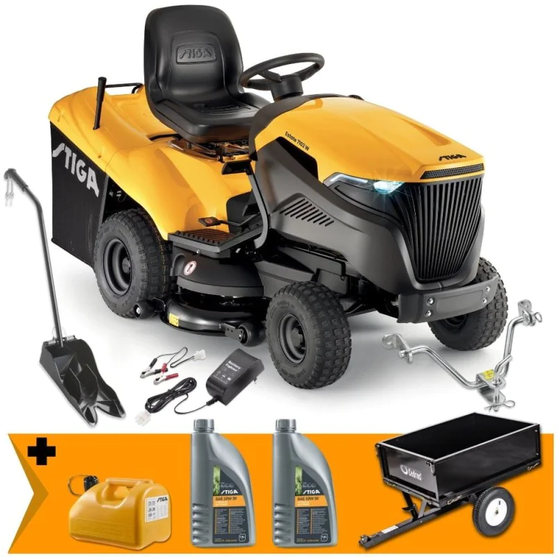 Zestaw Stiga Estate 7102 W + Przyczepka max. 225 kg + Kanister + 2x Olej