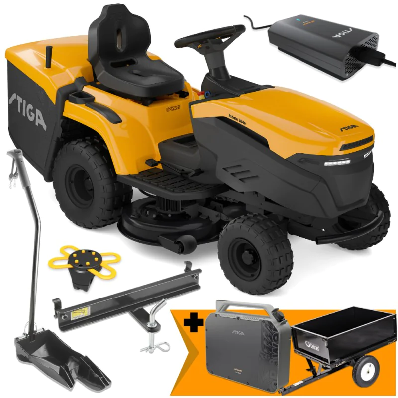 Zestaw Stiga Estate 384e + Przyczepka max. 225 kg + Akumulator 40 Ah ePower Pro