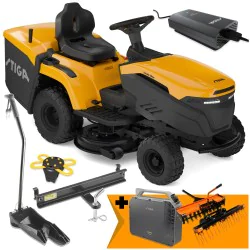 Zestaw Stiga Estate 384e + Wertykulator i Aerator + Akumulator 40 Ah ePower Pro