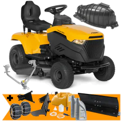 Zestaw Stiga Tornado 398 M + Pług do odśnieżania 120 cm + Łańcuchy + Mocowanie + Kanister + 2x Olej