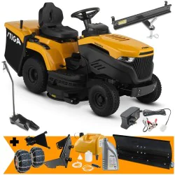 Zestaw Stiga Estate 598 W + Pług do odśnieżania 120 cm + Łańcuchy + Mocowanie + Kanister + Olej + Zestaw do odsysania