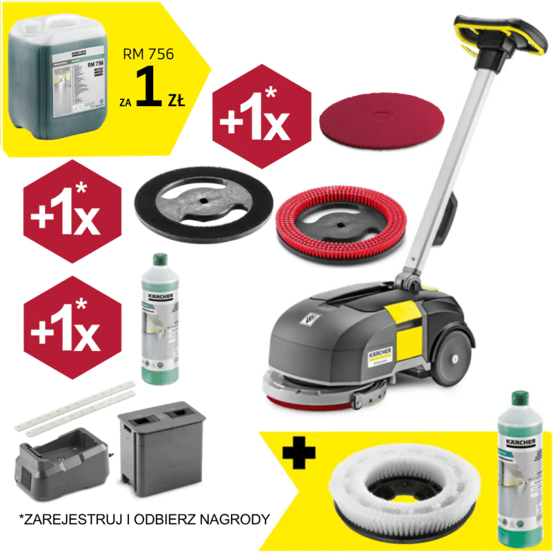 Zestaw Karcher BD 30/4 C Bp Pack + Szczotka dyskowa, miękka + Płyn do posadzek