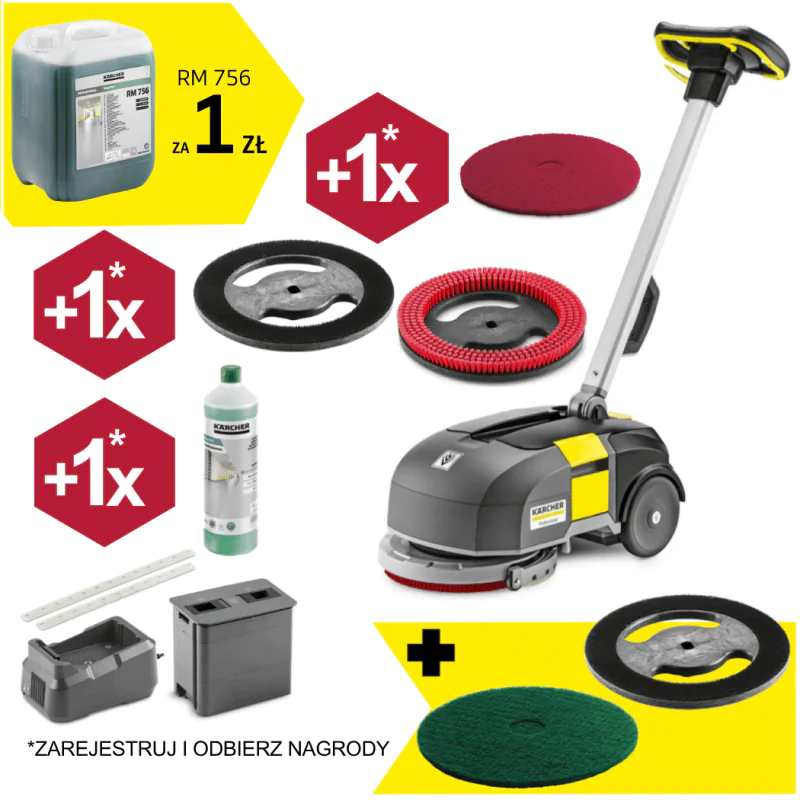 Zestaw Karcher BD 30/4 C Bp Pack + Talerz napędowy padów + Pady średnio-twarde