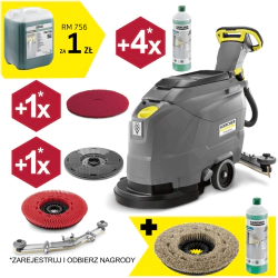 Zestaw Karcher BD 43/25 C Bp + Miękka szczotka tarczowa + Płyn do posadzek