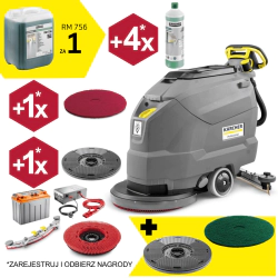 Zestaw Karcher BD 50/50 C Classic Bp Pack 80Ah Li+FC + Talerz napędowy do padów + Pad średnio-twardy