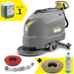 Zestaw Karcher BD 50/50 C Bp Classic + Miękka szczotka tarczowa + Płyn do posadzek