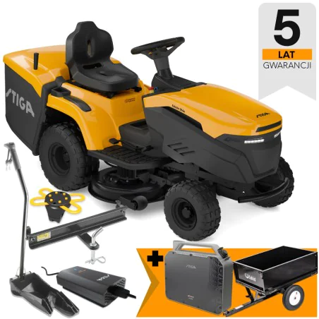 Zestaw Stiga Estate 384e + Przyczepka max. 225 kg + Akumulator 40 Ah ePower Pro