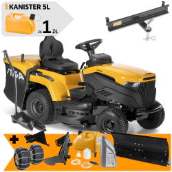 Zestaw Stiga Estate 384 + Pług do odśnieżania 120 cm + Łańcuchy + Mocowanie + Kanister + Olej + Zestaw do odsysania