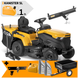 Zestaw Stiga Estate 384 + Przyczepka max. 225 kg + Hak + Kanister + 2x Olej
