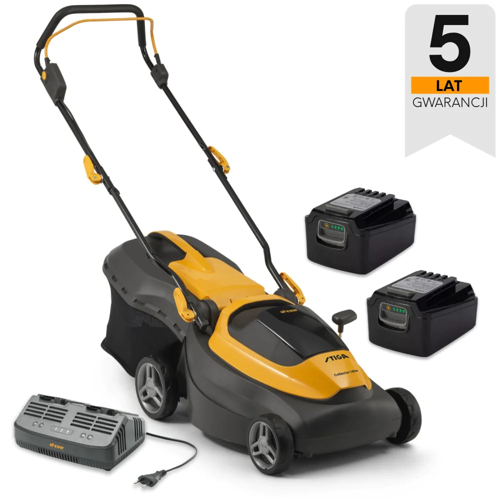 Stiga Collector 140e Kosiarka akumulatorowa w zestawie z 2 akumulatorami i ładowarką (0.55 kW, 38 cm, 40 l)
