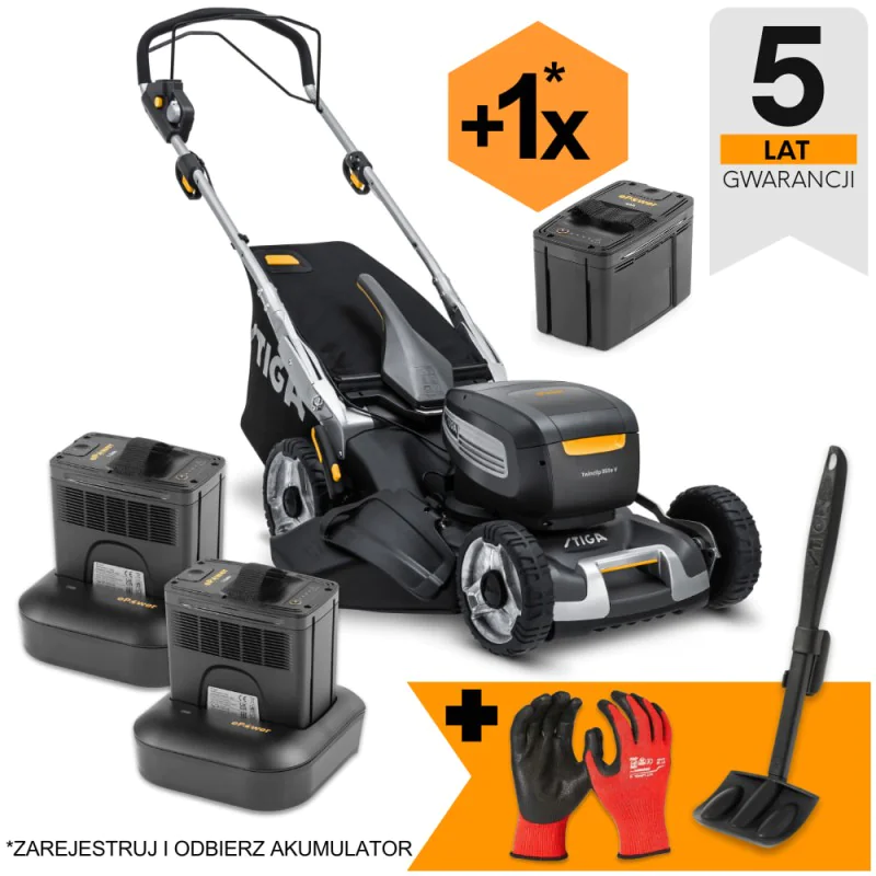 Zestaw Stiga Twinclip 950e V + Rękawice + Skrobak do czyszczenia kosiarki