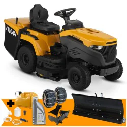 Zestaw Stiga Estate 398 W SE + Pług do odśnieżania 100 cm + Łańcuchy + Mocowanie + Kanister + Olej + Zestaw do odsysania