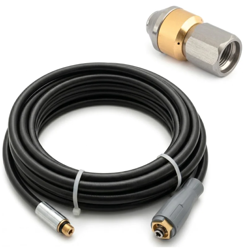 Wąż do kanalizacji DrainJet 8 K-LOCK 10m, DN6, 200bar, 60°C (800 - 1000l/h) + Dysza F3 - 050 (3+1)