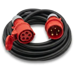 Przedłużacz siłowy olejoodporny 10m 16A 400V H07RN-F 5x2,5 mm², mała wtyczka, Jonex PS-S, IP44, czarny