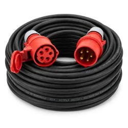 Przedłużacz siłowy olejoodporny 20m 16A 400V H07RN-F 5x2,5 mm², mała wtyczka, Jonex PS-S, IP44, czarny