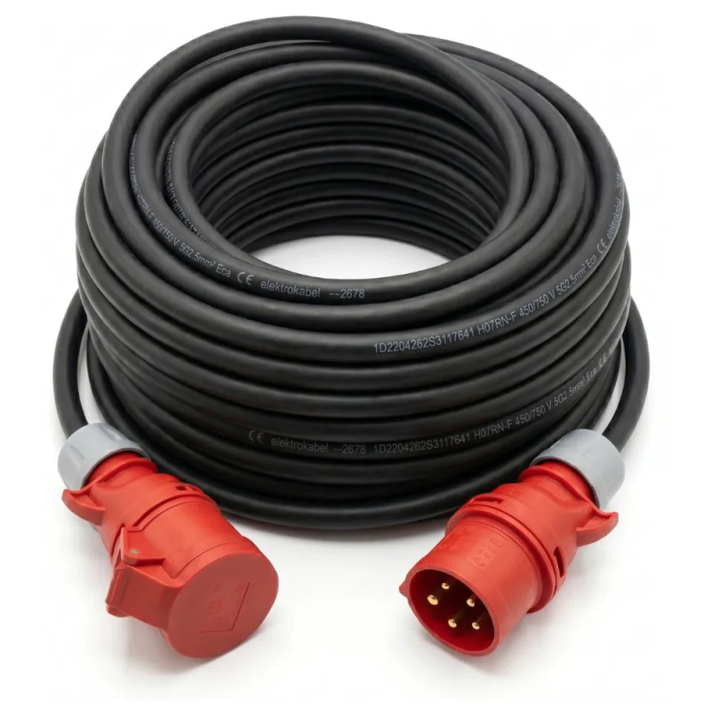 Przedłużacz siłowy olejoodporny 20m 16A 400V H07RN-F 5x2,5 mm², mała wtyczka, Jonex PS-S, IP44, czarny Przedłużacz siłowy olejoodporny 20m 16A 400V H07RN-F 5x2,5 mm², mała wtyczka, Jonex PS-S, IP44, czarny
