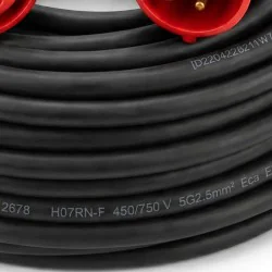 Przedłużacz siłowy olejoodporny 20m 16A 400V H07RN-F 5x2,5 mm², mała wtyczka, Jonex PS-S, IP44, czarny Przedłużacz siłowy olejoodporny 20m 16A 400V H07RN-F 5x2,5 mm², mała wtyczka, Jonex PS-S, IP44, czarny