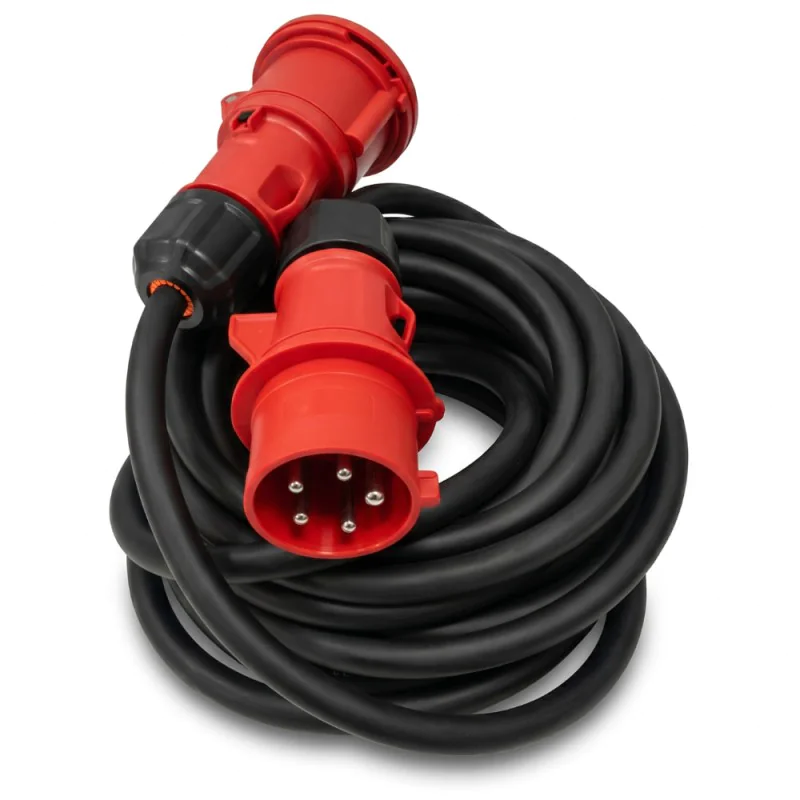 Przedłużacz siłowy olejoodporny 10m 32A 400V H07RN-F 5x4 mm², duża wtyczka, Jonex PS-S, IP44, czarny
