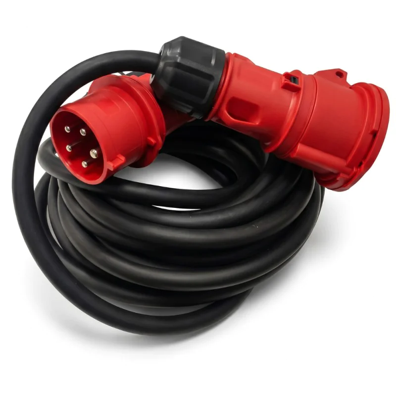Przedłużacz siłowy olejoodporny 10m 32A 400V H07RN-F 5x4 mm², duża wtyczka, Jonex PS-S, IP44, czarny