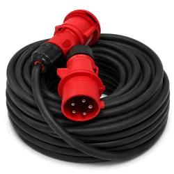 Przedłużacz siłowy olejoodporny 20m 32A 400V H07RN-F 5x4 mm², duża wtyczka, Jonex PS-S, IP44, czarny