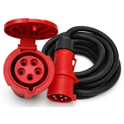 Przedłużacz siłowy olejoodporny 10m 32A 400V H07RN-F 5x4 mm², duża wtyczka, Jonex PS-S, IP44, czarny