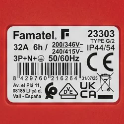 Przedłużacz siłowy olejoodporny 10m 32A 400V H07RN-F 5x4 mm², duża wtyczka, Jonex PS-S, IP44, czarny