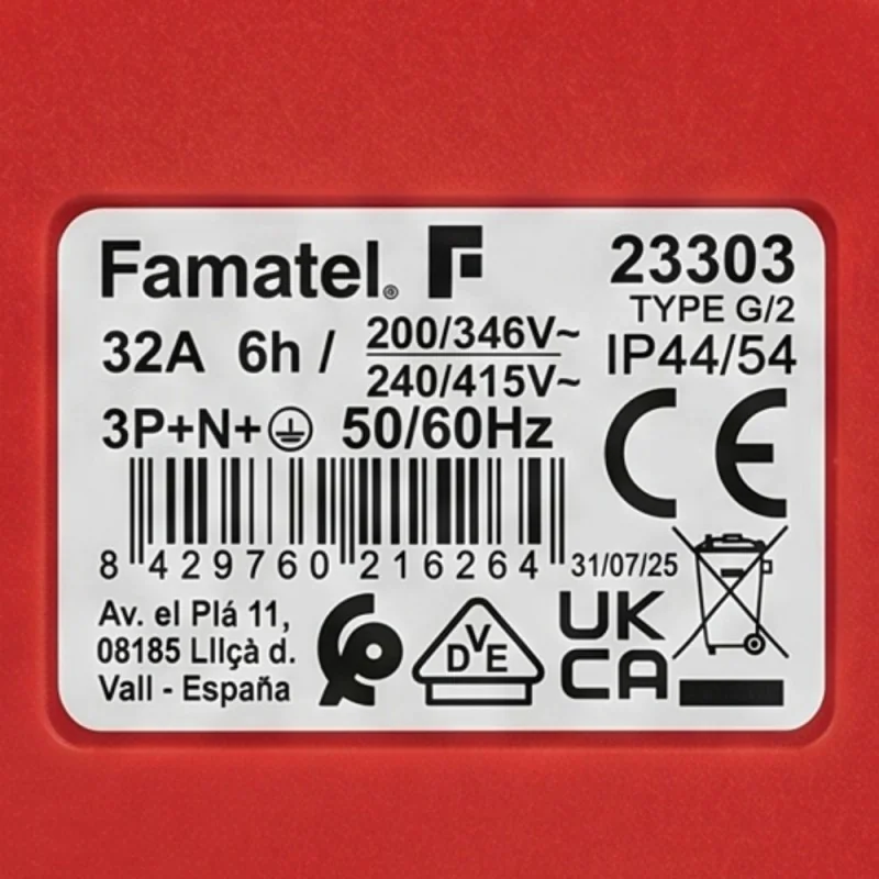 Przedłużacz siłowy olejoodporny 20m 32A 400V H07RN-F 5x4 mm², duża wtyczka, Jonex PS-S, IP44, czarny