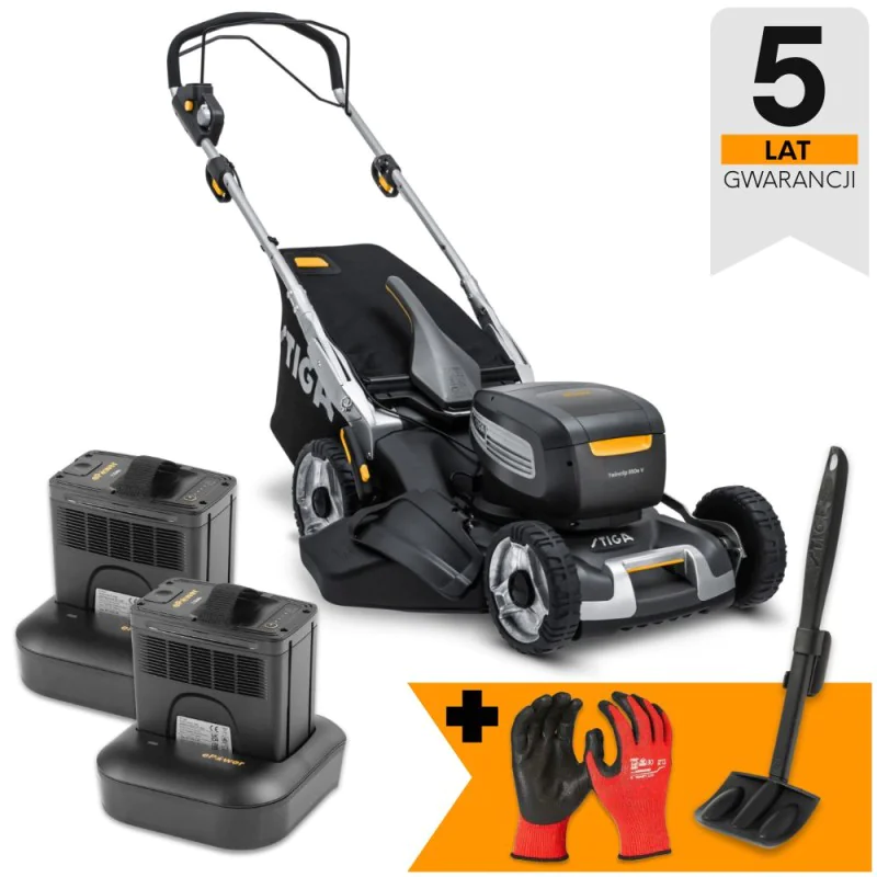 Zestaw Stiga Twinclip 950e V + Rękawice + Skrobak do czyszczenia kosiarki