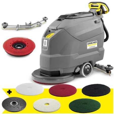 Zestaw Karcher BD 50/50 C Bp Classic + Talerz napędowy do padów + Duży pakiet padów do każdego zadania