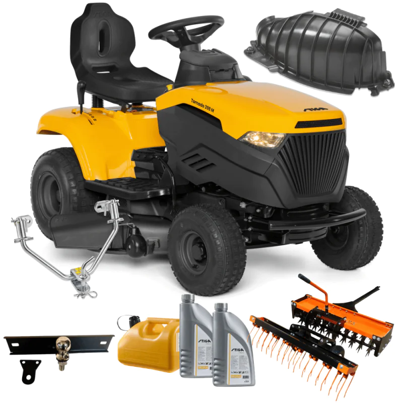 Zestaw Stiga Tornado 398 M + Wertykulator i Aerator + Hak + Kanister + 2x Olej