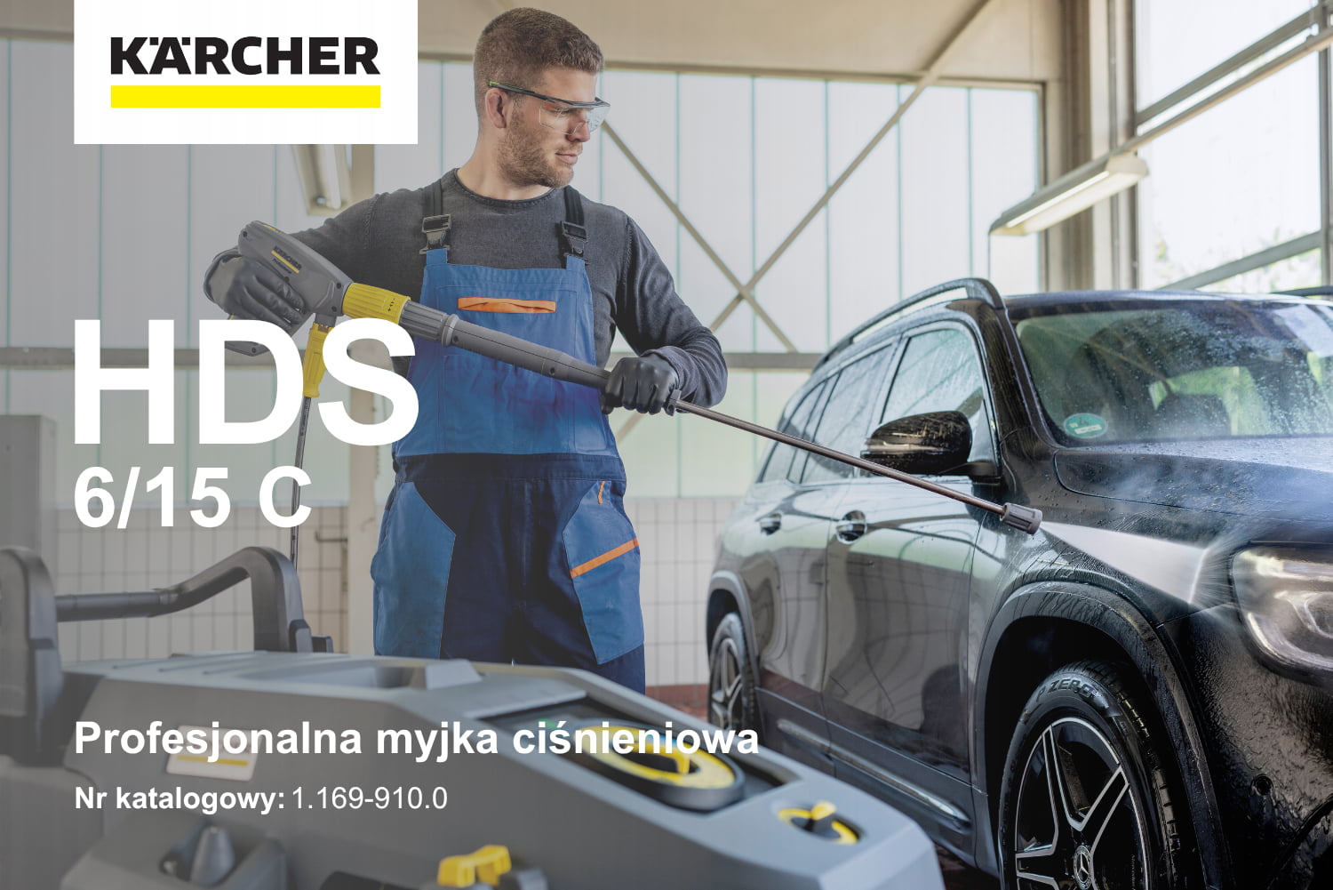Profesjonalna myjka ciśnieniowa z podgrzewaniem wody Kärcher HDS 6/15 C w widoku z przodu.