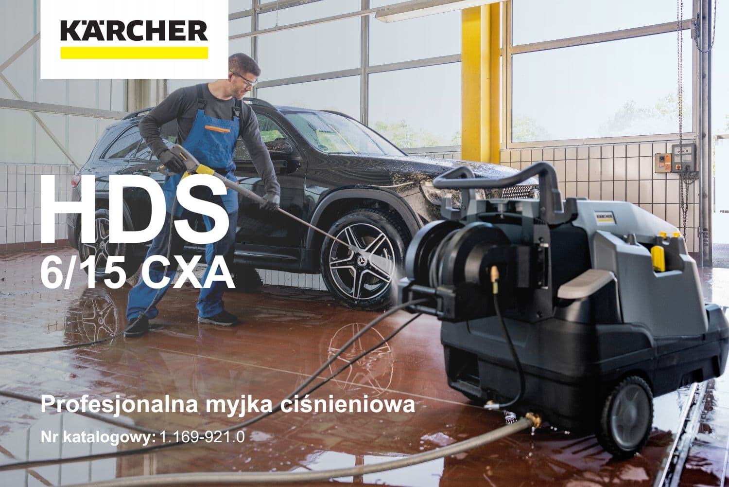 Profesjonalna myjka ciśnieniowa z podgrzewaniem wody Kärcher HDS 6/15 CXA z automatycznym bębnem na wąż 15 m.