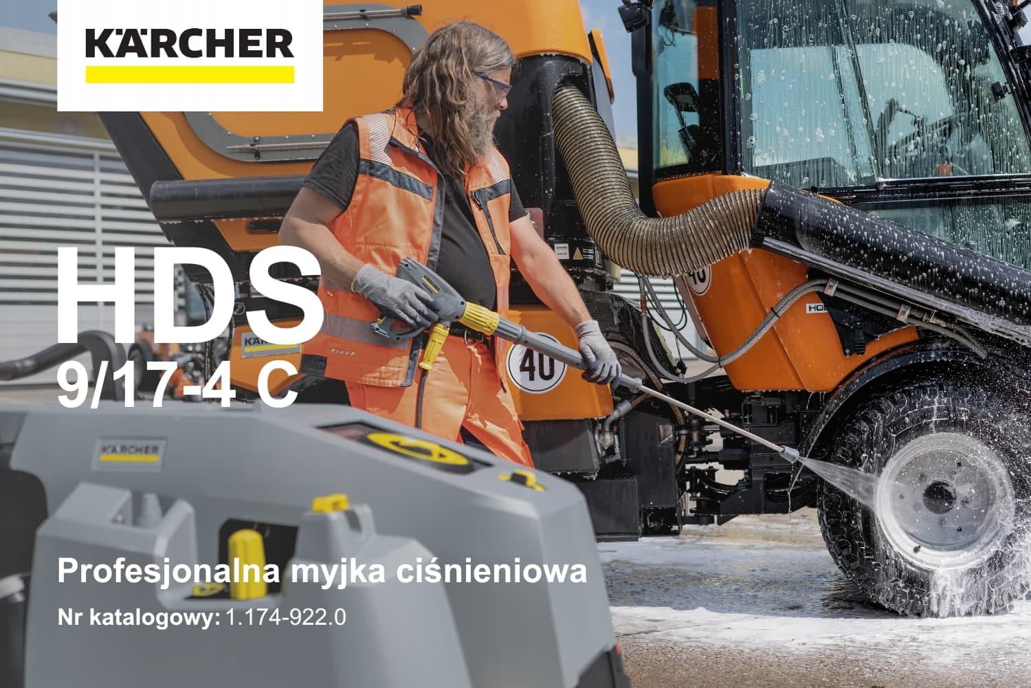 Profesjonalna myjka ciśnieniowa Kärcher HDS 9/17-4 C z funkcją pary i silnikiem chłodzonym wodą.
