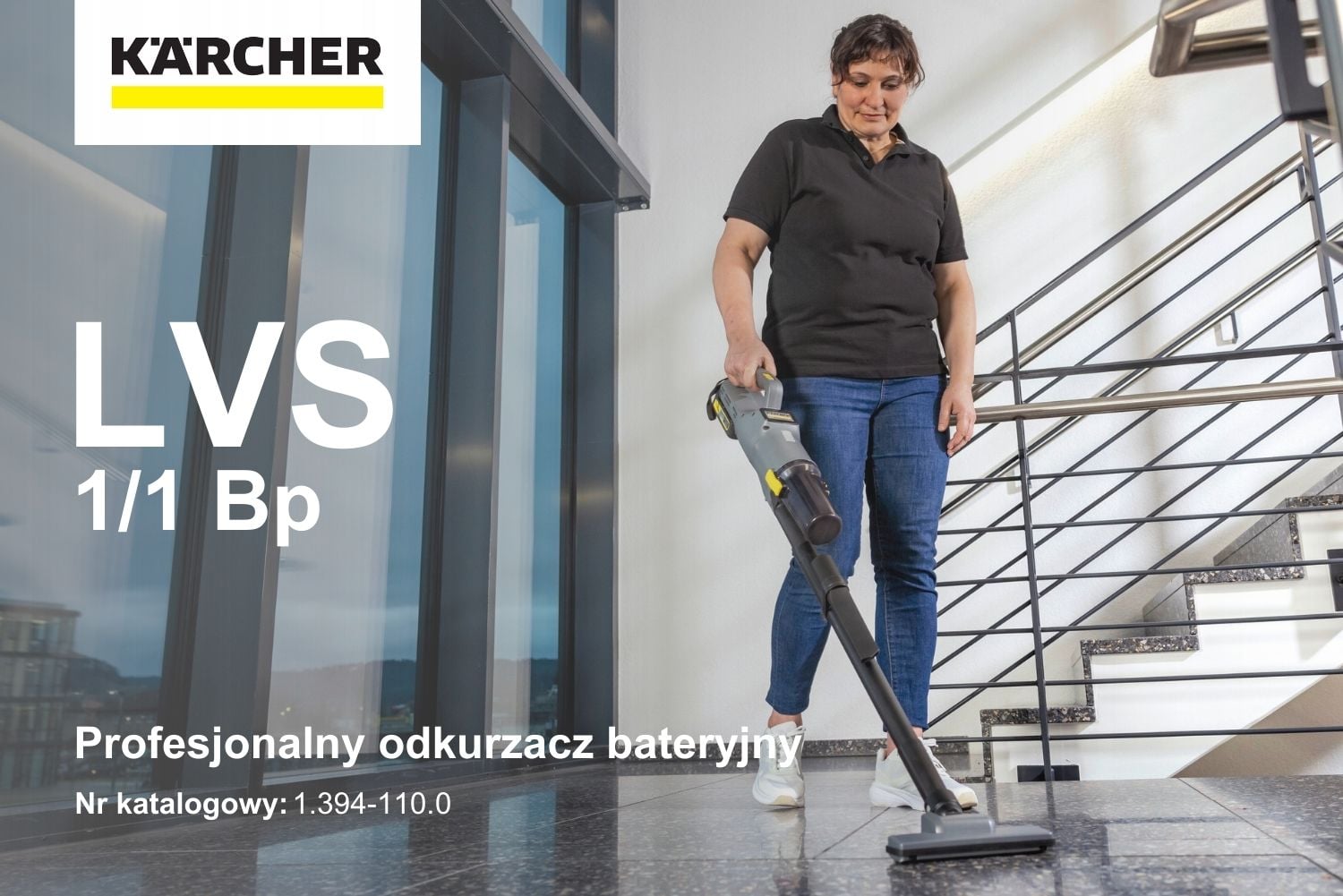 Odkurzacz akumulatorowy Kärcher LVS 1/1 Bp 1.394-110.0, kompaktowa obudowa i zbiornik 0,35 l.