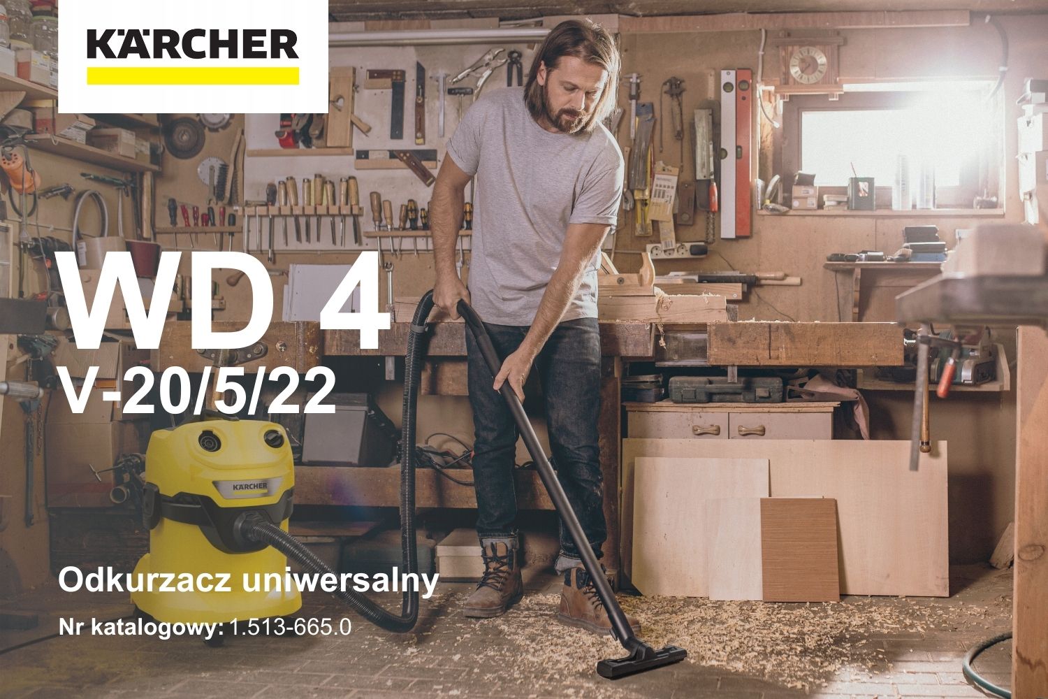Odkurzacz warsztatowy Karcher WD 4 V-20/5/22 1.628-209.0 - widok z przodu