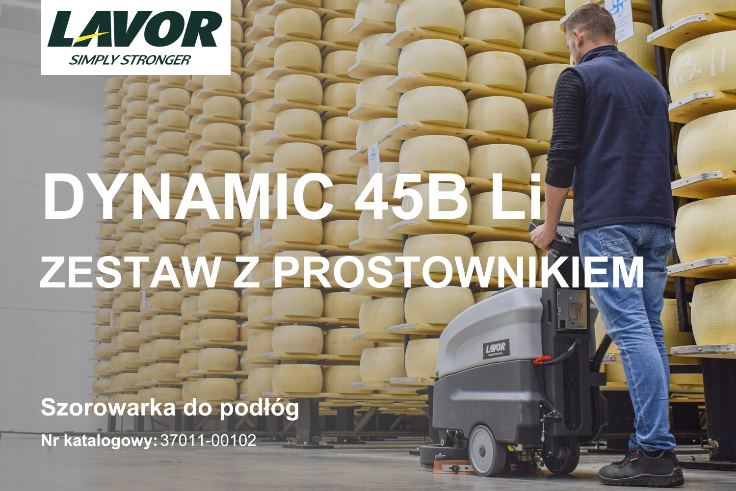 Akumulatorowa szorowarka Lavor DYNAMIC 45B Li z prostownikiem, automat myjący do podłóg (1600 m²/h) - 37011-00102