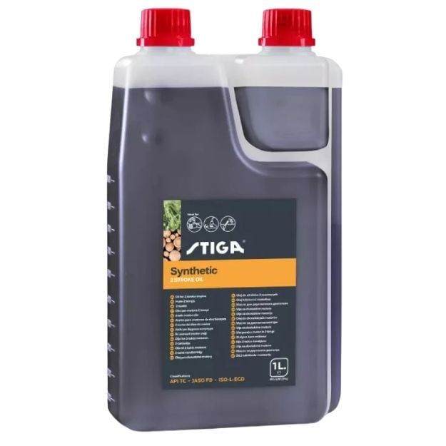 Olej 2T Synthetic 1 l do silników dwusuwowych w podkaszarce STIGA GT 330 A.