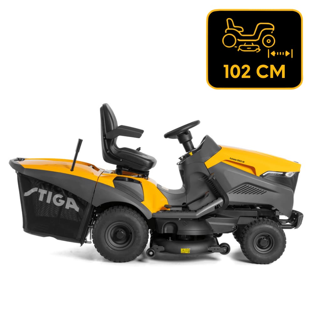 Traktor ogrodowy do koszenia trawy STIGA Estate 9102 W, agregat 102 cm i sprzęgło noży.